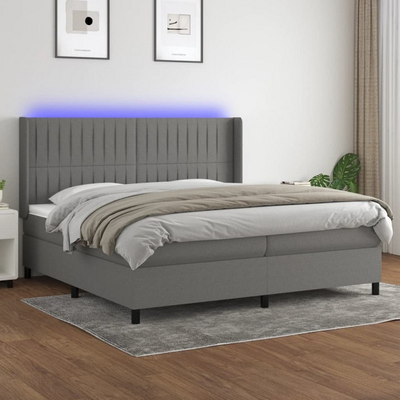 Acquista Letto a Molle Materasso e LED Grigio Scuro 200x200cm in Tessuto con riferimento GHV-3138502 della ditta 