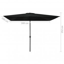 Acquista Ombrellone da Giardino con Palo in Metallo 300x200 cm Nero con riferimento GHV-47128 della ditta 