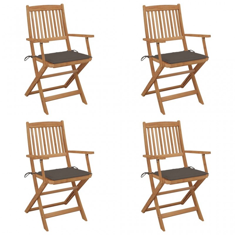 Acquista Sedie da Giardino Pieghevoli 4 pz con Cuscini Massello Acacia con riferimento GHV-3064625 della ditta 