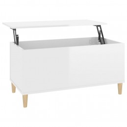 Acquista Tavolino Salotto Bianco Lucido 90x44,5x45 cm Legno Multistrato con riferimento GHV-819582 della ditta 