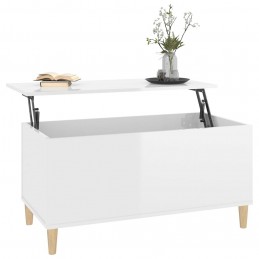 Acquista Tavolino Salotto Bianco Lucido 90x44,5x45 cm Legno Multistrato con riferimento GHV-819582 della ditta 