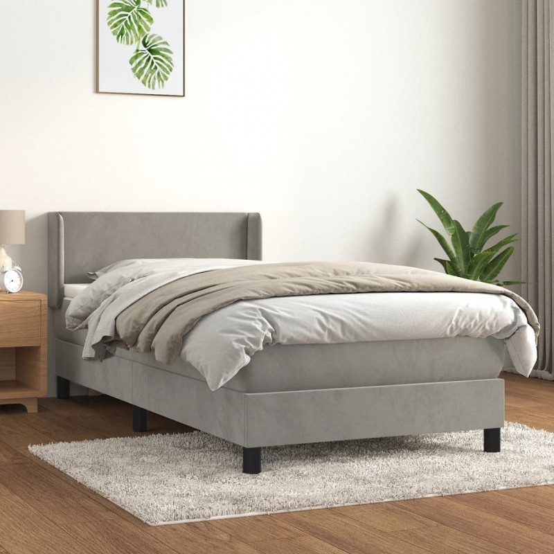 Acquista Giroletto a Molle con Materasso Grigio Chiaro 80x200 cm Velluto con riferimento GHV-3130805 della ditta 
