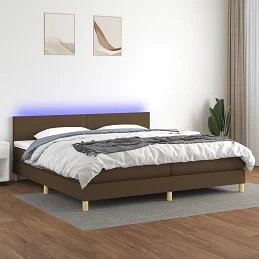 Acquista Letto a Molle Materasso e LED Marronescuro 200x200cm in Tessuto con riferimento GHV-3133584 della ditta 