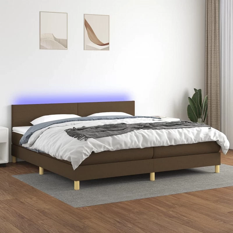 Acquista Letto a Molle Materasso e LED Marronescuro 200x200cm in Tessuto con riferimento GHV-3133584 della ditta 