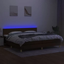 Acquista Letto a Molle Materasso e LED Marronescuro 200x200cm in Tessuto con riferimento GHV-3133584 della ditta 