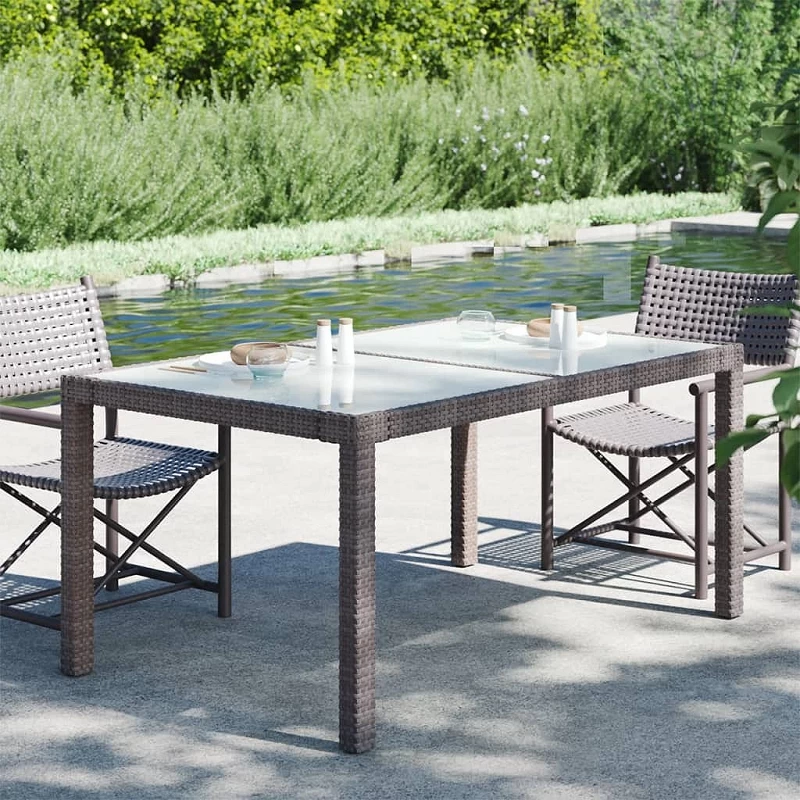 Acquista Tavolo Giardino 150x90x75cm Vetro Temperato Polyrattan Marrone con riferimento GHV-316704 della ditta 