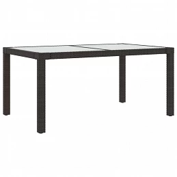Acquista Tavolo Giardino 150x90x75cm Vetro Temperato Polyrattan Marrone con riferimento GHV-316704 della ditta 