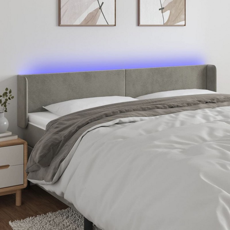 Acquista Testiera a LED Grigio Chiaro 183x16x78/88 cm in Velluto con riferimento GHV-3123016 della ditta 