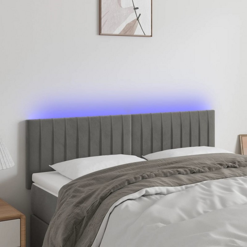 Acquista Testiera a LED Grigio Chiaro 144x5x78/88 cm in Velluto con riferimento GHV-3121898 della ditta 