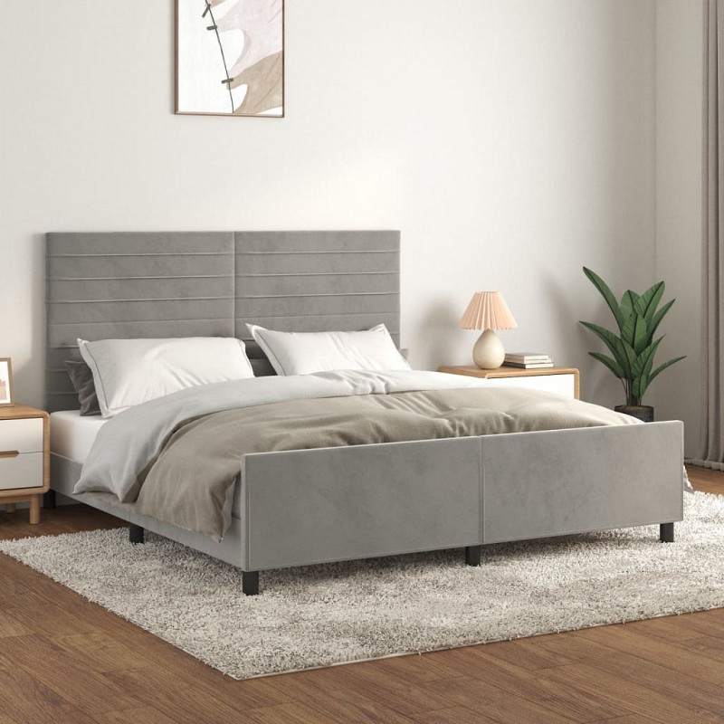 Acquista Giroletto con Testiera Grigio Chiaro 180x200 cm in Velluto con riferimento GHV-3125830 della ditta 