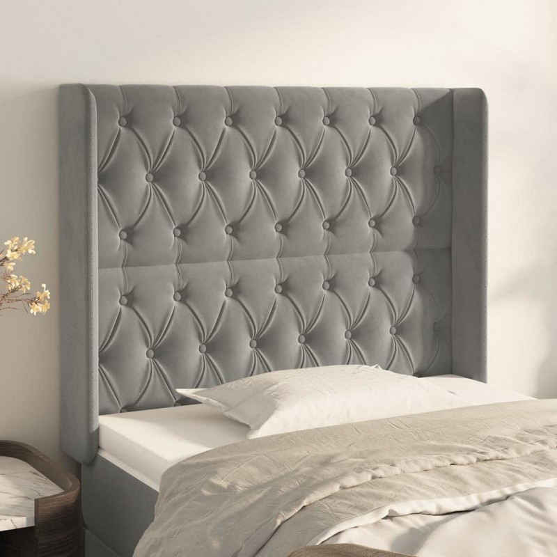 Acquista Testiera ad Orecchio Grigio Chiaro 103x16x118/128 cm in Velluto con riferimento GHV-3119958 della ditta 
