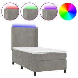 Acquista Letto a Molle Materasso e LED Grigio Chiaro 80x200 cm Velluto con riferimento GHV-3139409 della ditta 