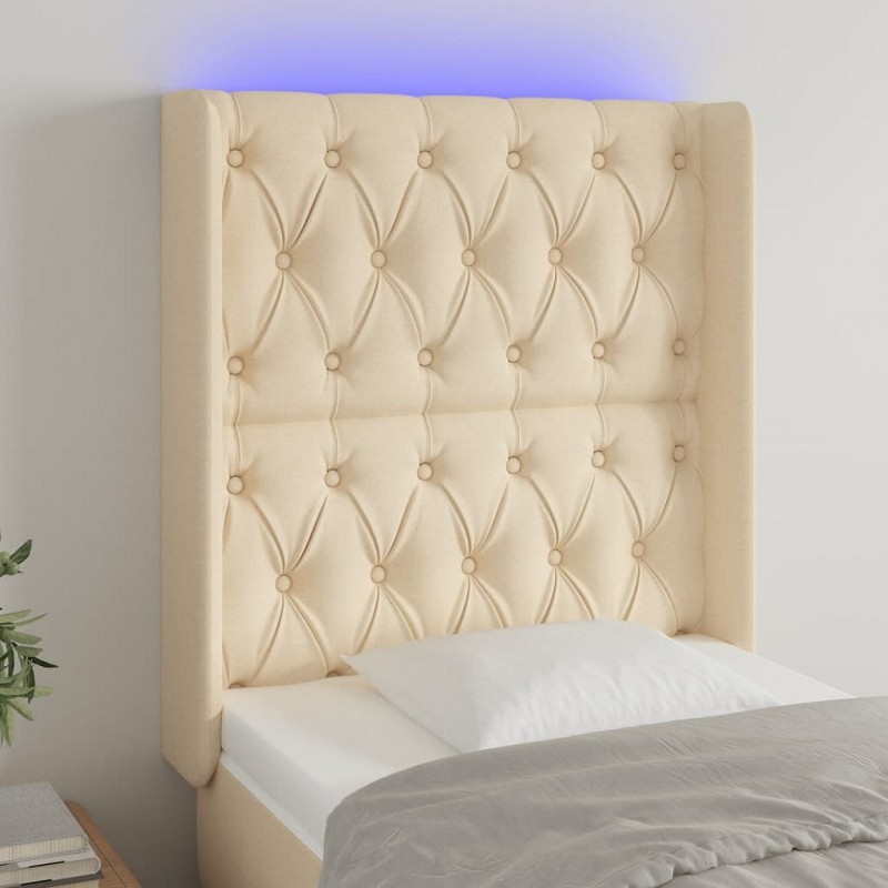 Acquista Testiera a LED Crema 83x16x118/128 cm in Tessuto con riferimento GHV-3124363 della ditta 