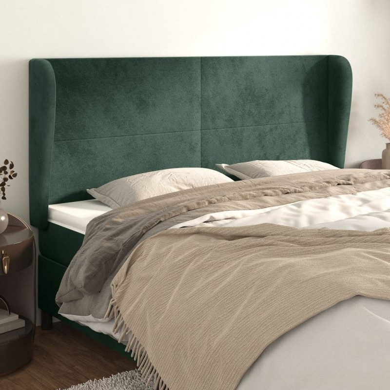 Acquista Testiera ad Orecchio Verde Scuro 203x23x118/128cm in Velluto con riferimento GHV-3117745 della ditta 