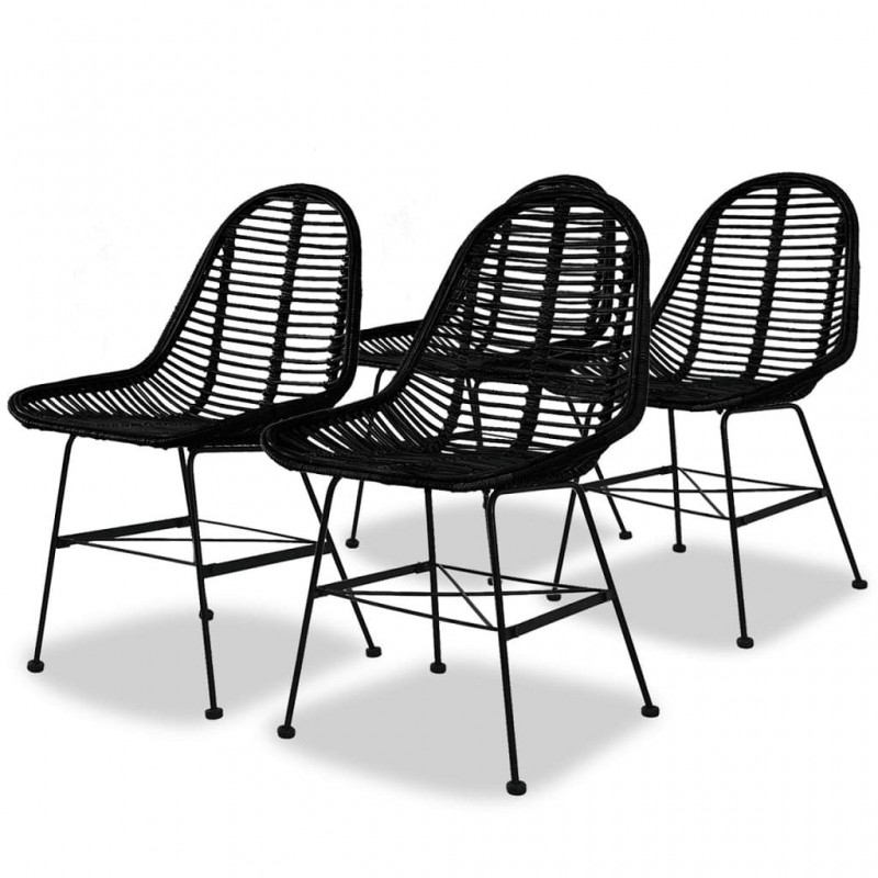 Acquista Sedie da Pranzo 4 pz Nere in Rattan Naturale con riferimento GHV-244572 della ditta 