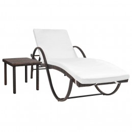 Acquista Lettino Prendisole con Cuscino e Tavolo in Polyrattan Marrone con riferimento GHV-42885 della ditta 