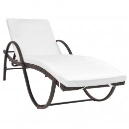 Acquista Lettino Prendisole con Cuscino e Tavolo in Polyrattan Marrone con riferimento GHV-42885 della ditta 