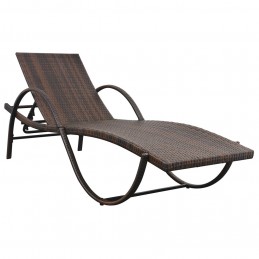 Acquista Lettino Prendisole con Cuscino e Tavolo in Polyrattan Marrone con riferimento GHV-42885 della ditta 