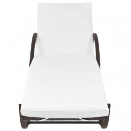 Acquista Lettino Prendisole con Cuscino e Tavolo in Polyrattan Marrone con riferimento GHV-42885 della ditta 