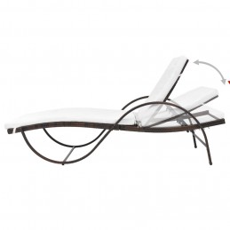 Acquista Lettino Prendisole con Cuscino e Tavolo in Polyrattan Marrone con riferimento GHV-42885 della ditta 