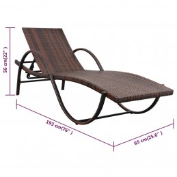 Acquista Lettino Prendisole con Cuscino e Tavolo in Polyrattan Marrone con riferimento GHV-42885 della ditta 