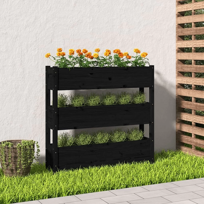 Acquista Fioriera Nera 112x25x104,5 cm in Legno Massello di Pino con riferimento GHV-823924 della ditta 