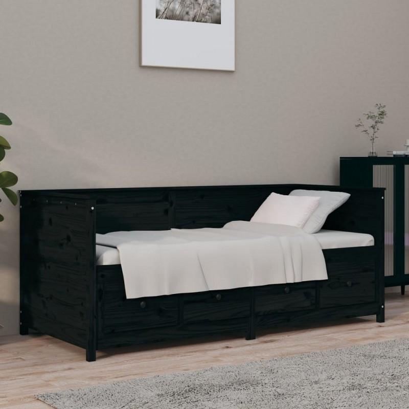 Acquista Dormeuse Nera 75x190 cm in Legno Massello di Pino con riferimento GHV-820920 della ditta 