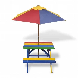 Acquista Tavolo e Panchine per Bambini con Parasole Legno Multicolore con riferimento GHV-40773 della ditta 
