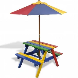Acquista Tavolo e Panchine per Bambini con Parasole Legno Multicolore con riferimento GHV-40773 della ditta 