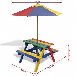 Acquista Tavolo e Panchine per Bambini con Parasole Legno Multicolore con riferimento GHV-40773 della ditta 