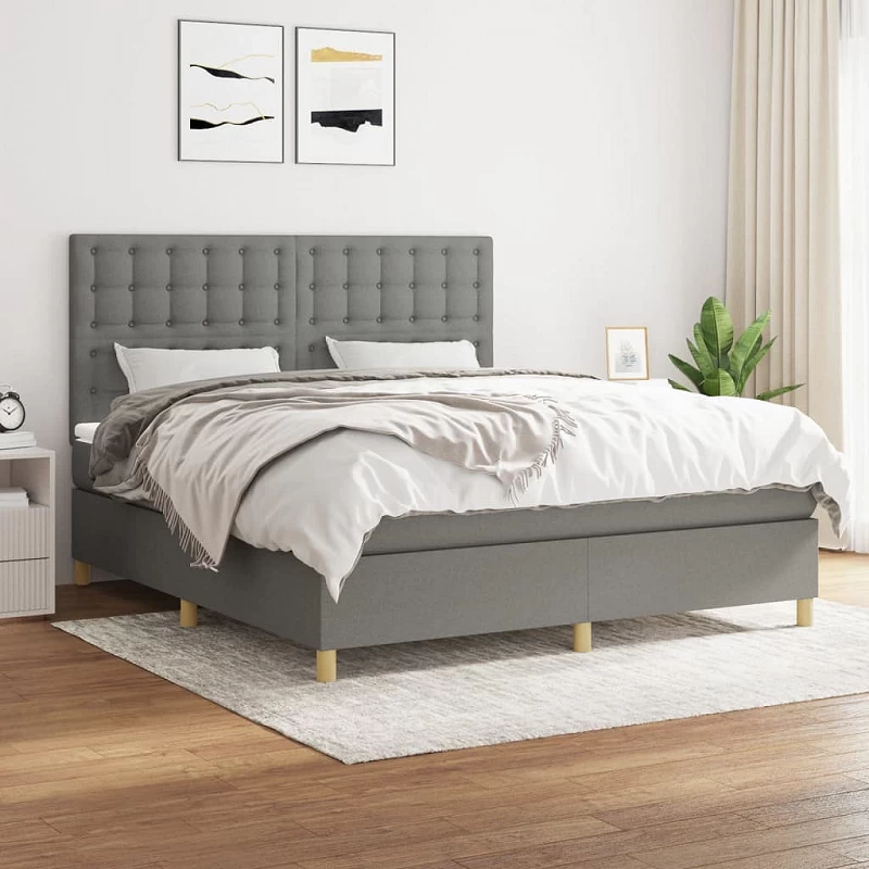Acquista Giroletto a Molle con Materasso Grigio Scuro 160x200 cm Tessuto con riferimento GHV-3142666 della ditta 