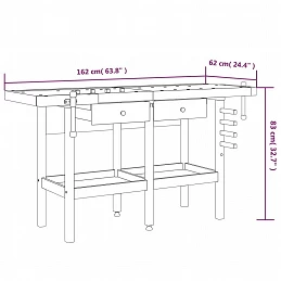 Acquista Banco Lavoro Cassetti e Morse 162x62x83cm Legno Massello Acacia con riferimento GHV-153323 della ditta 