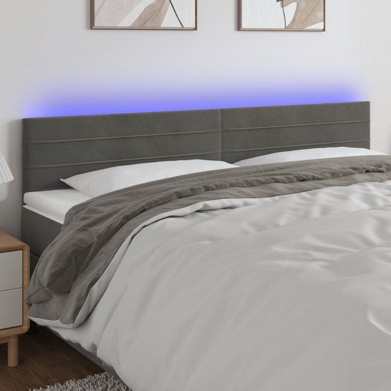 Acquista Testiera a LED Grigio Scuro 200x5x78/88 cm in Velluto con riferimento GHV-3121819 della ditta 