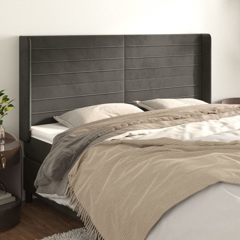 Acquista Testiera ad Orecchio GrigioScuro 203x16x118/128cm in Velluto con riferimento GHV-3119787 della ditta 