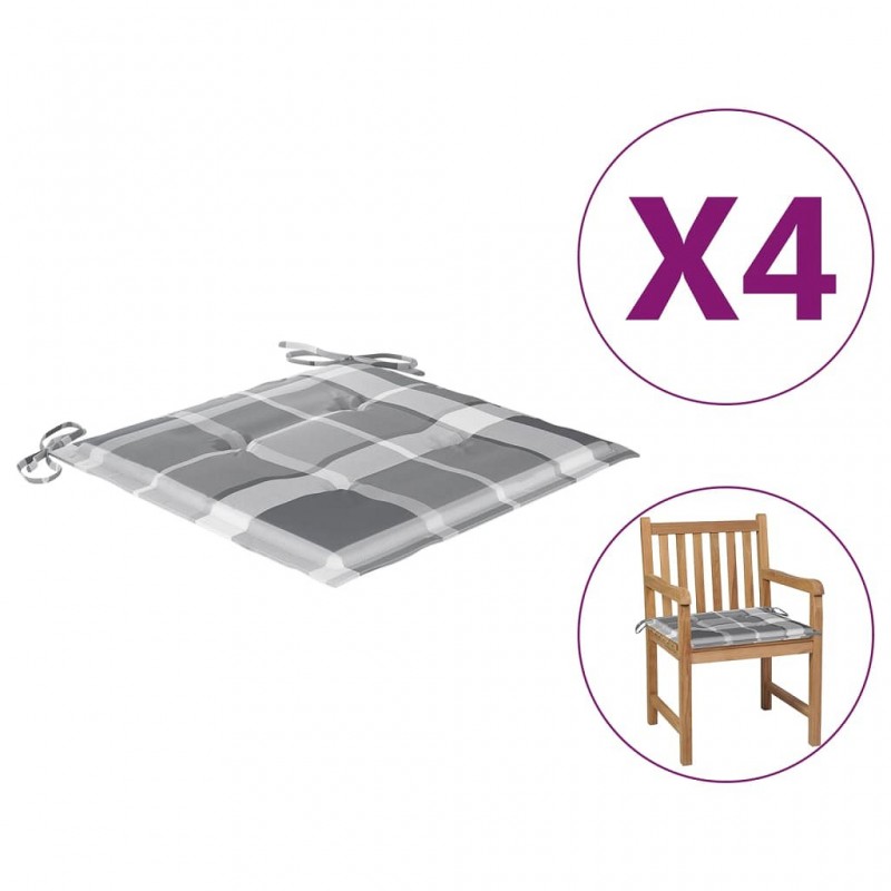 Acquista Cuscini Sedie Giardino a Quadri Grigi 4 pz 50x50x3 cm Tessuto con riferimento GHV-314072 della ditta 
