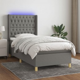 Acquista Letto a Molle Materasso e LED Grigio Scuro 90x190 cm in Tessuto con riferimento GHV-3139078 della ditta 