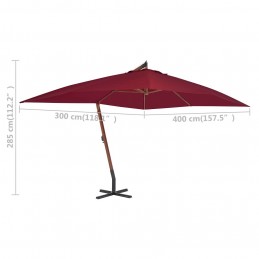 Acquista Ombrellone a Sbalzo con Palo in Legno 400x300cm Bordò con riferimento GHV-44493 della ditta 
