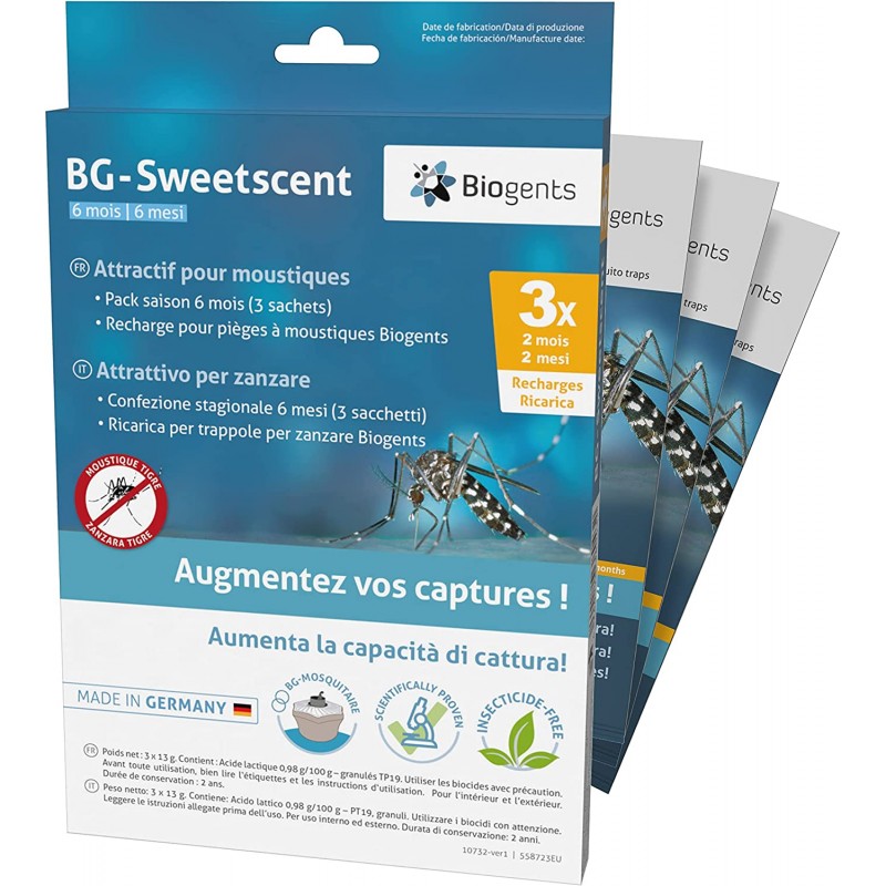 Acquista Biogents BG-Sweetscent Attrattori Ricarica per le trappole antizanzare Mosquitaire SET da 3 pezzi con riferimento 86601362 della ditta BIOGENTS