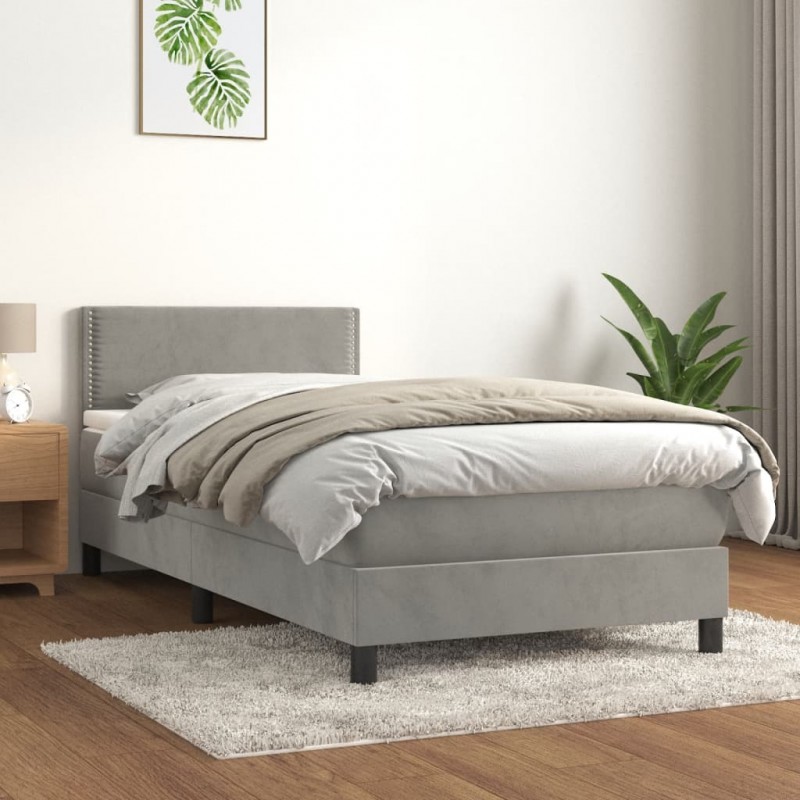 Acquista Giroletto a Molle con Materasso Grigio Chiaro 90x200 cm Velluto con riferimento GHV-3141221 della ditta 