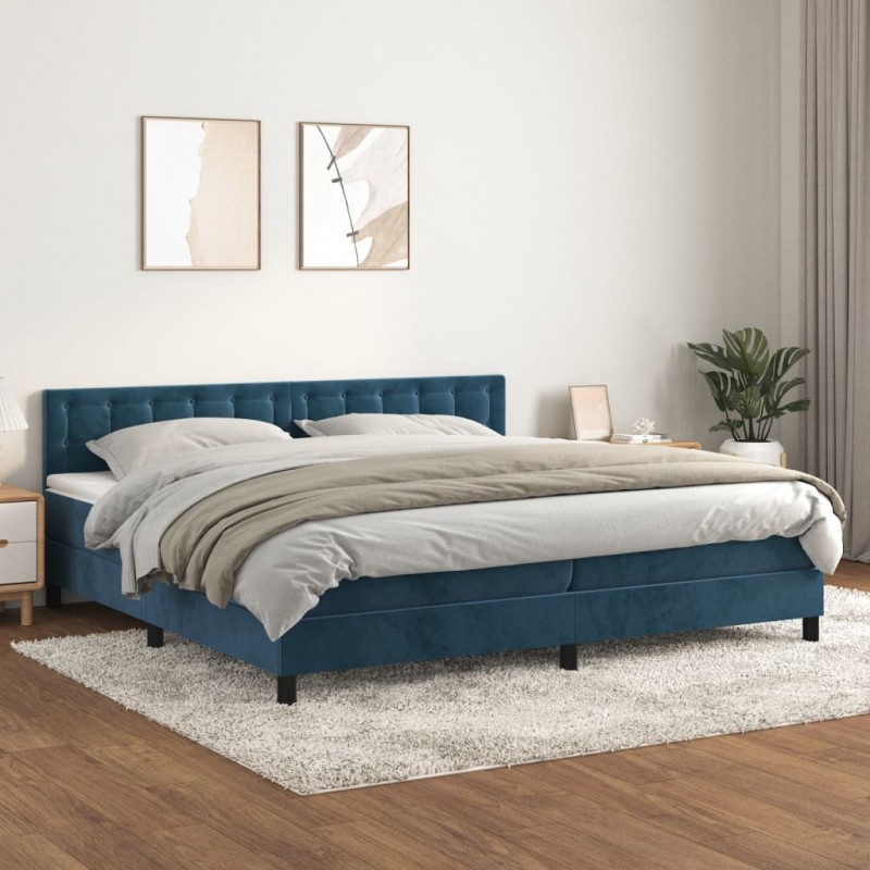 Acquista Giroletto a Molle con Materasso Blu Scuro 200x200 cm in Velluto con riferimento GHV-3141567 della ditta 