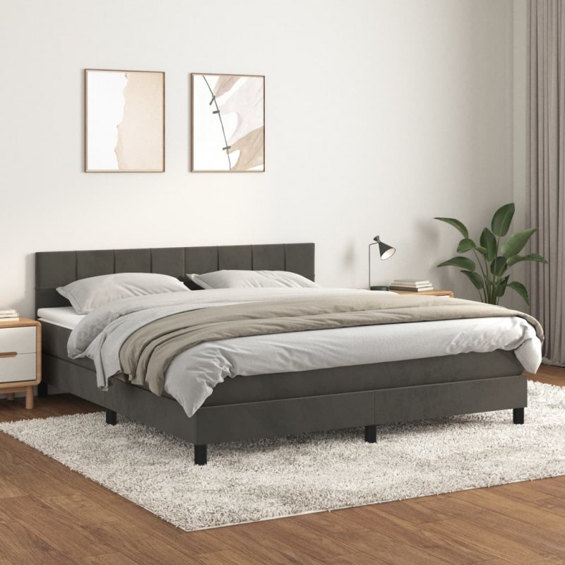 Acquista Giroletto a Molle con Materasso Grigio Scuro 180x200 cm Velluto con riferimento GHV-3141318 della ditta 