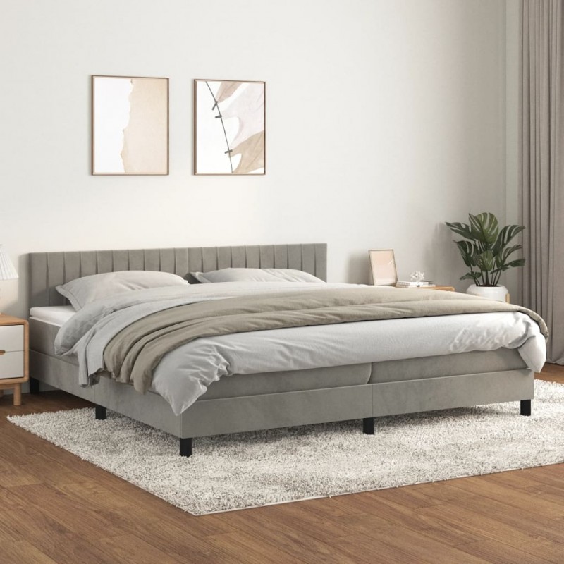 Acquista Giroletto a Molle con Materasso Grigio Chiaro 200x200cm Velluto con riferimento GHV-3141443 della ditta 