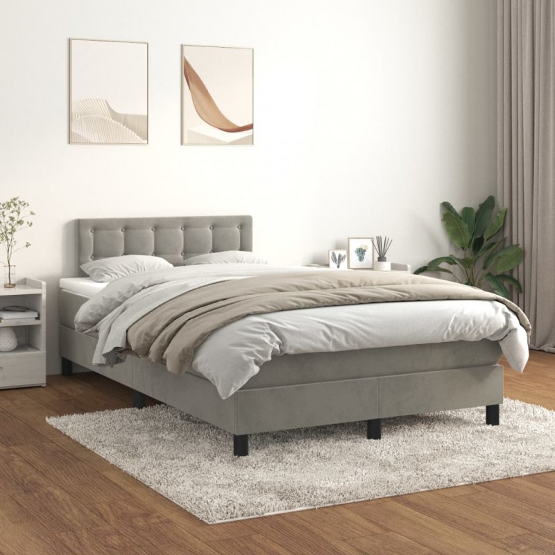 Acquista Giroletto a Molle con Materasso Grigio Chiaro 120x200cm Velluto con riferimento GHV-3141533 della ditta 