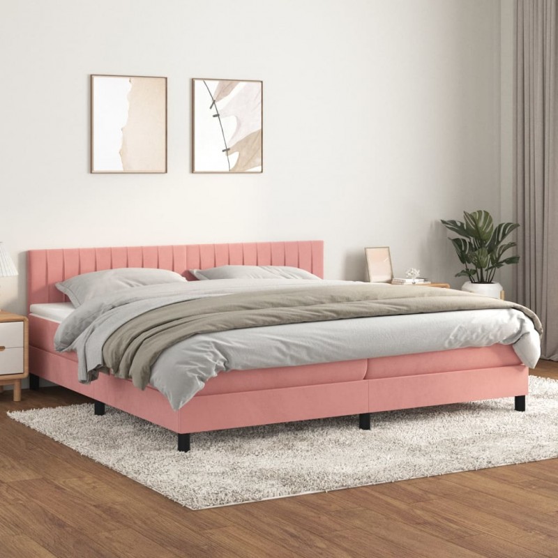 Acquista Giroletto a Molle con Materasso Rosa 200x200 cm in Velluto con riferimento GHV-3141448 della ditta 