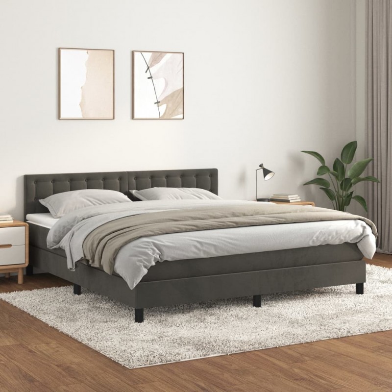Acquista Giroletto a Molle con Materasso Grigio Scuro 160x200 cm Velluto con riferimento GHV-3141552 della ditta 