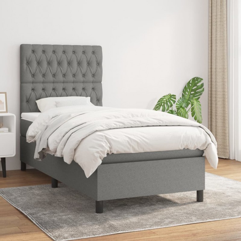 Acquista Giroletto a Molle con Materasso Grigio Scuro 90x190 cm Tessuto con riferimento GHV-3141978 della ditta 