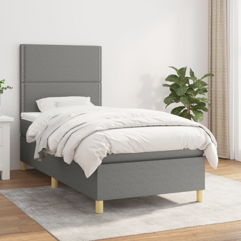 Acquista Giroletto a Molle con Materasso Grigio Scuro 100x200 cm Tessuto con riferimento GHV-3142234 della ditta 