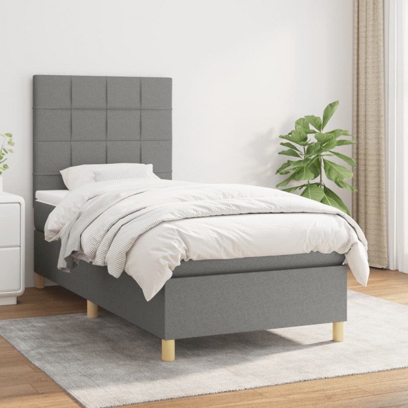 Acquista Giroletto a Molle con Materasso Grigio Scuro 90x200 cm Tessuto con riferimento GHV-3142306 della ditta 