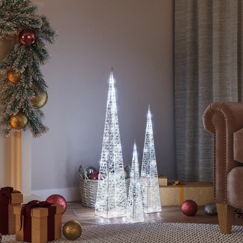 Acquista Set Coni Luce LED Decorativi Acrilici Bianco Freddo 30/45/60cm con riferimento GHV-328968 della ditta 