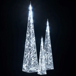 Acquista Set Coni Luce LED Decorativi Acrilici Bianco Freddo 30/45/60cm con riferimento GHV-328968 della ditta 